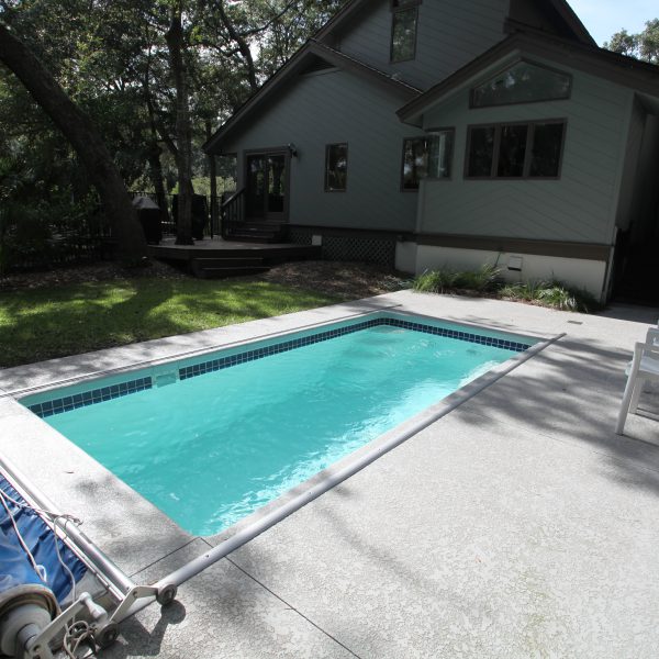 Inground Backyard Pool with Cover Side View