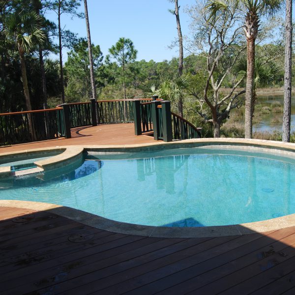 Elevated Pool with Custom Semi-Circle Spa Deck View