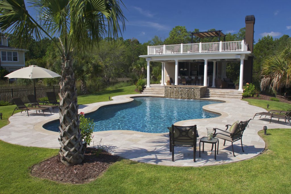 Luxury Inground Freeform Pool with Pool House