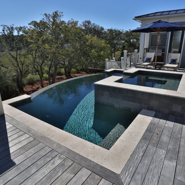 Curved Infinity Pool with Spa Side View