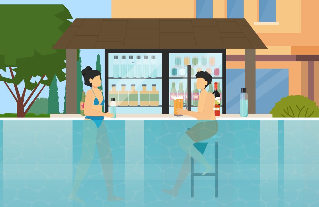 swim up pool bar illustration