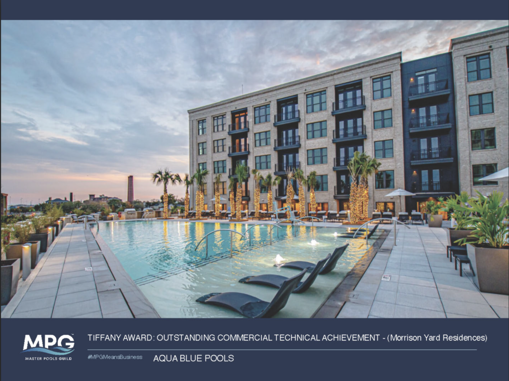 Morrison Yard Residences pool which wont the Tiffany Award for Outstanding Commercial Technical Achievement